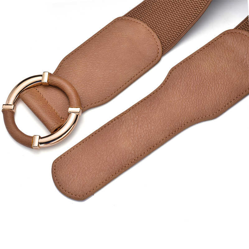 

Beltox Womens Elastic Stretch Wide Waist Belts w Wrapped Gold Circle Buckle P0817, Black