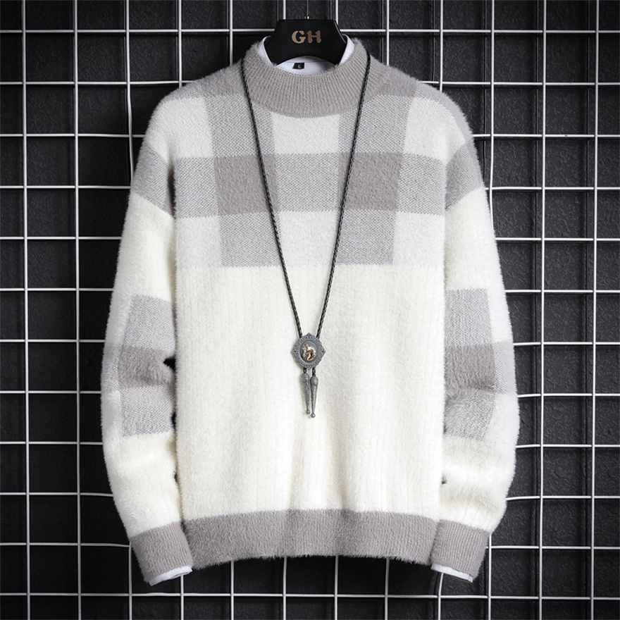 

2021 Fashion designer Mink wool sweater Color matching half-neck Sweatshirt Street Top couple Knitting Pullover Hoodies Autumn Winter Warm Outwear