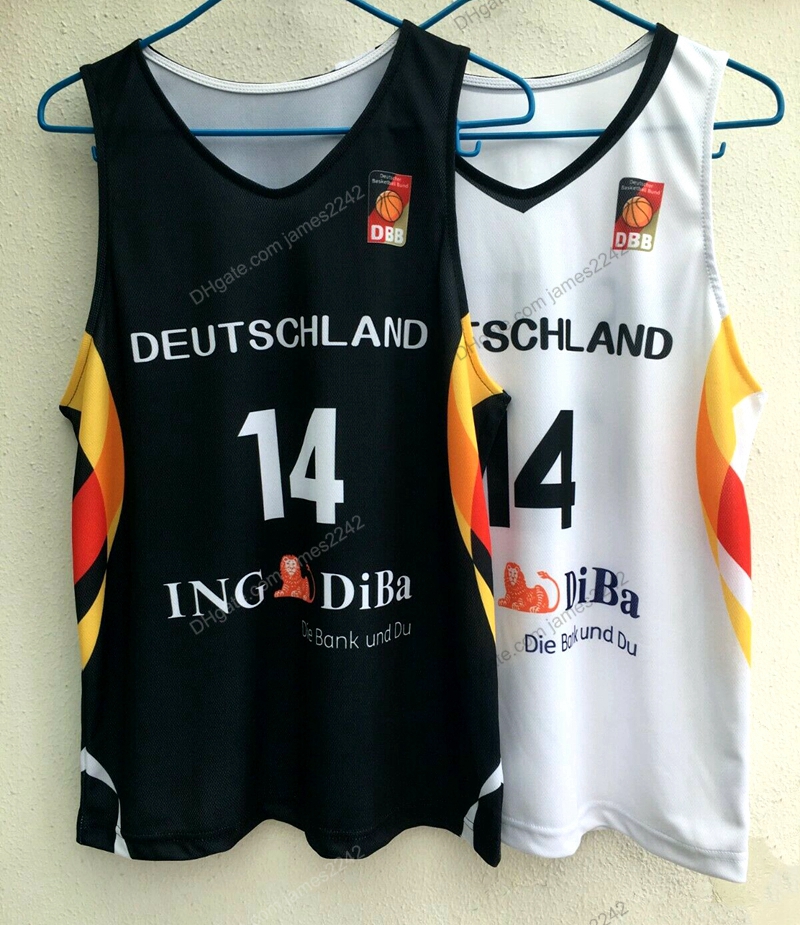 

Custom Dirk Nowitzki #14 Basketball Jersey Bundesrepublik Deutschland Team Germany Black White Size S-4XL Any Name And Number Top Quality Jerseys