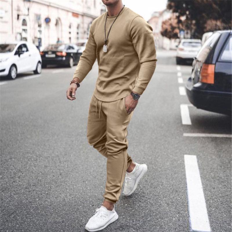 

Men's Tracksuits Autumn Sportswear Sets Solid Color Tracksuit Men Casual Long Sleeve Sweatshirt+Long Pants Jogging Suit Ropa Hombre, Black