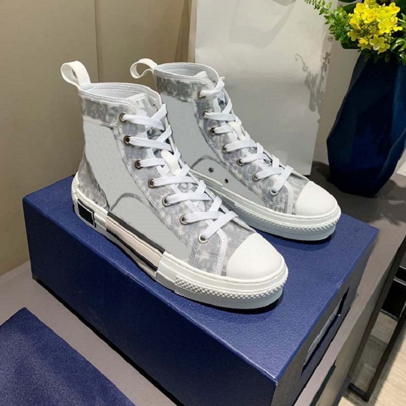 

Designer Shoes B23 High-Top Casual Sneakers Classic Oblique Motifs & Transparent Panels Canvas Fashion Breathable Technology Outdoor Trainers for Men Women with Box, #7