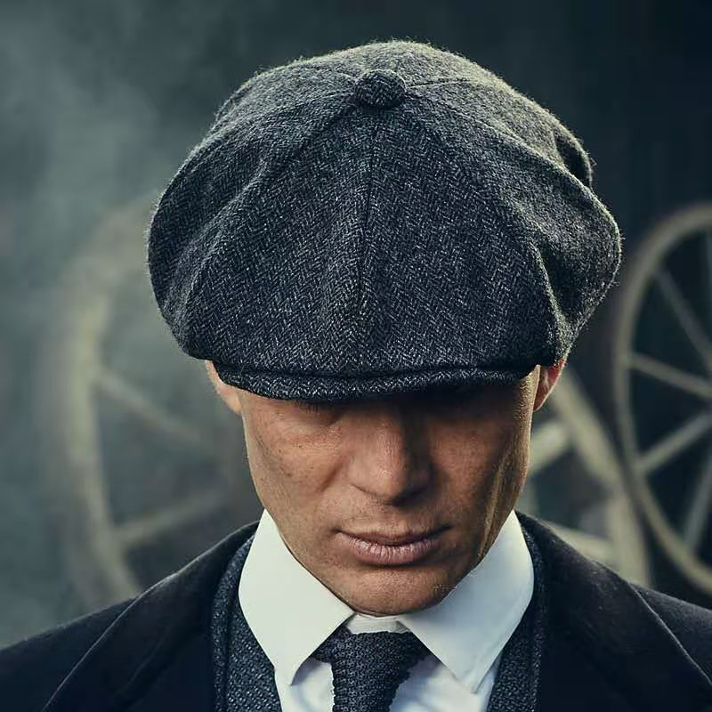 

Fitted Hat Blinders Hats With Blade Mens Vintage Cap Herringbone Newsboy Hats Casual Women Spring Autumn Berets, Dark gray(wudaopian)