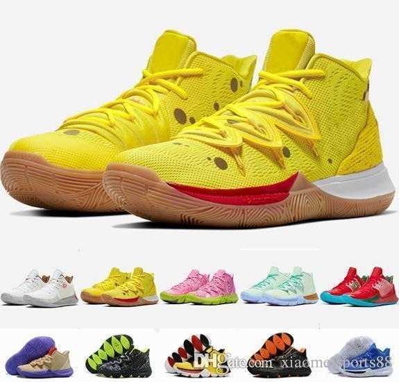 

2021 Arrival kids Kyrie Shoes TV PE Basketball 5 For 20th Anniversary Sponge x Irving 5s V Five Sports Sneakers, As shown in illustration