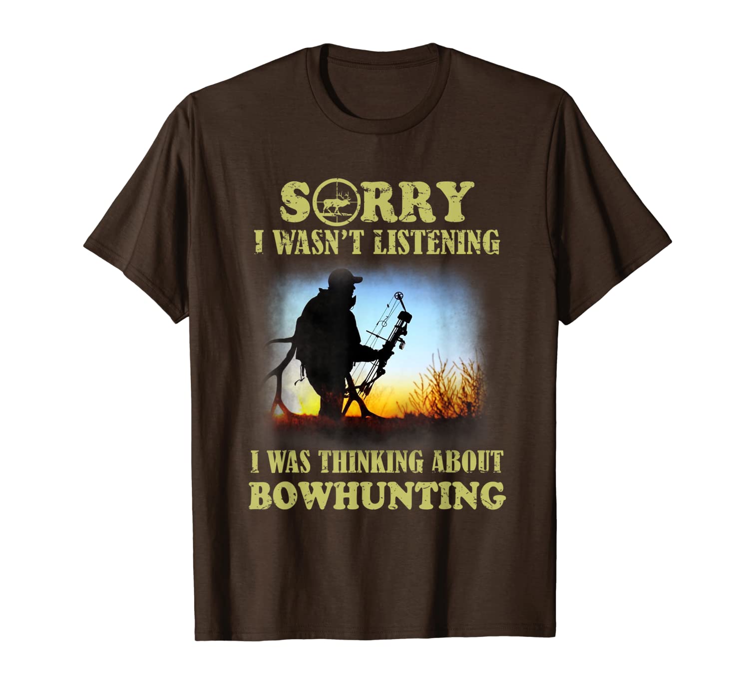 

sorry i wasn't listening thinking about hunting tshirt deer, White;black