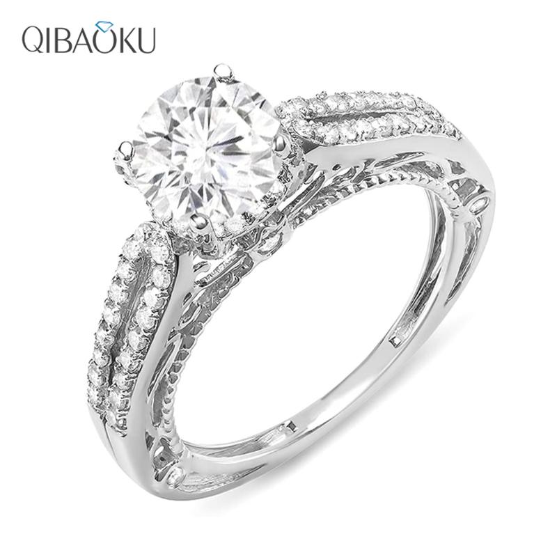 

Cluster Rings S925 Sterling Silver Ring White Gold Plated Moissanite Diamond Engagement Bridal Wdding Gift 1ct Gemstone, Golden;silver