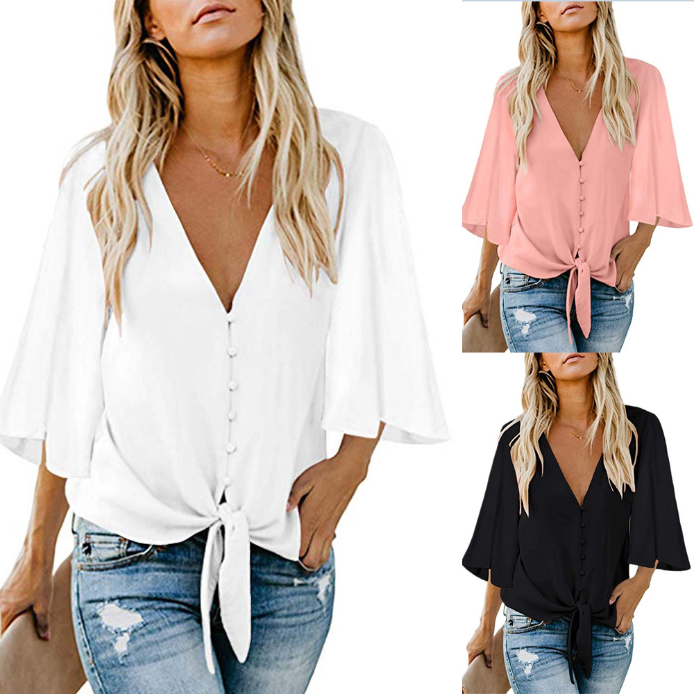 

women short ruffle sleeve loose t shirts ladies summer casual blouse shirt, White