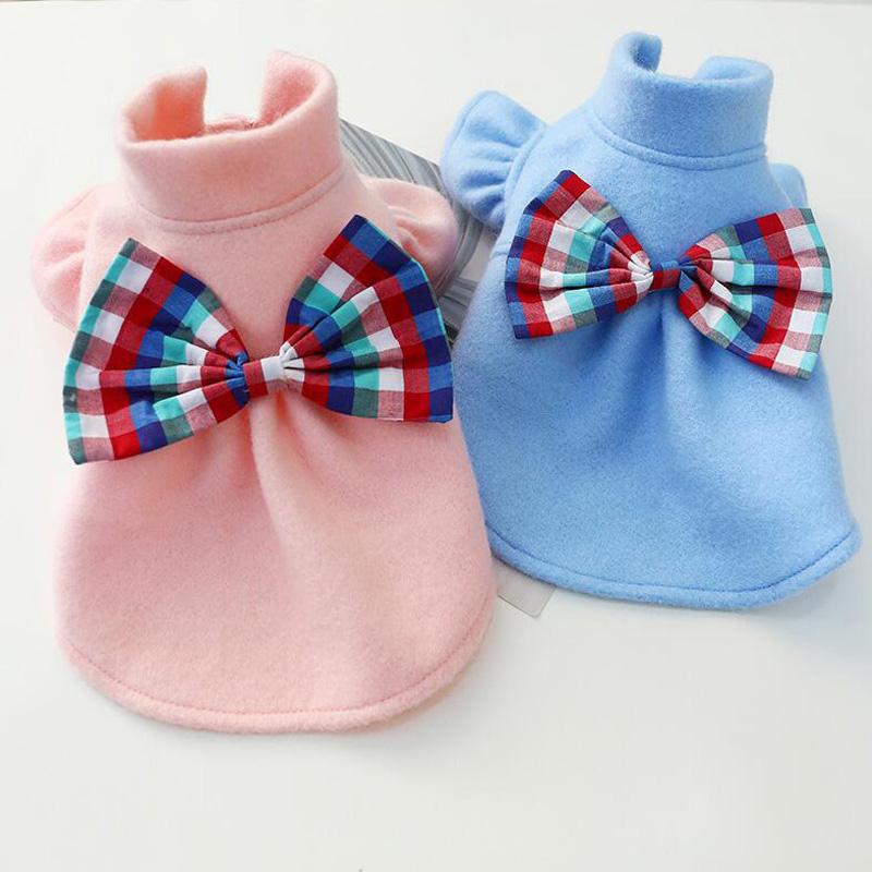 

Dog Apparel -XL Female Pet Short Sleeve Dress Bowknot Princess Warm Autumn Winter Cotton Clothes Yorkshire Terrier Costume, Pink