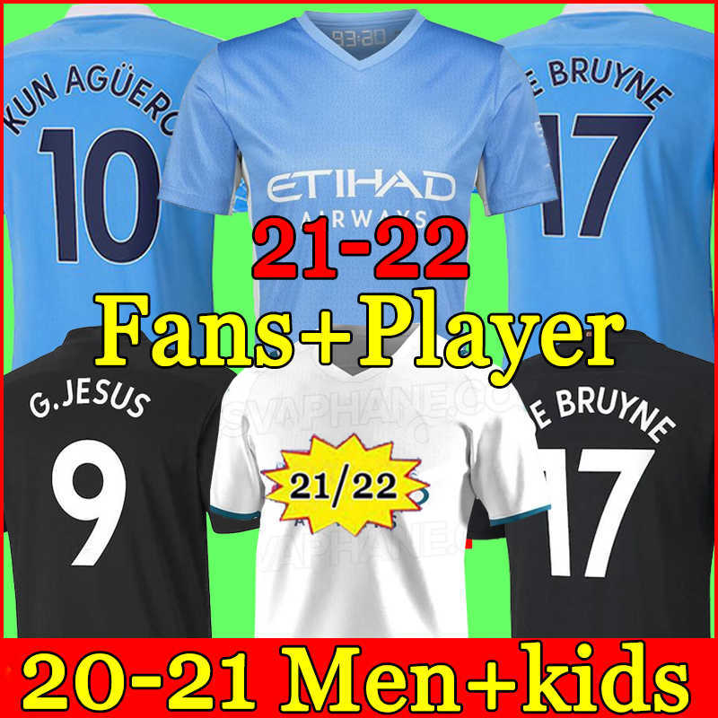 

Manchester soccer jersey 21 22 G. JESUS CITY STERLING FERRAN DE BRUYNE KUN AGUERO 2021 2022 football shirts MAN uniforms men + kids kit, Gray