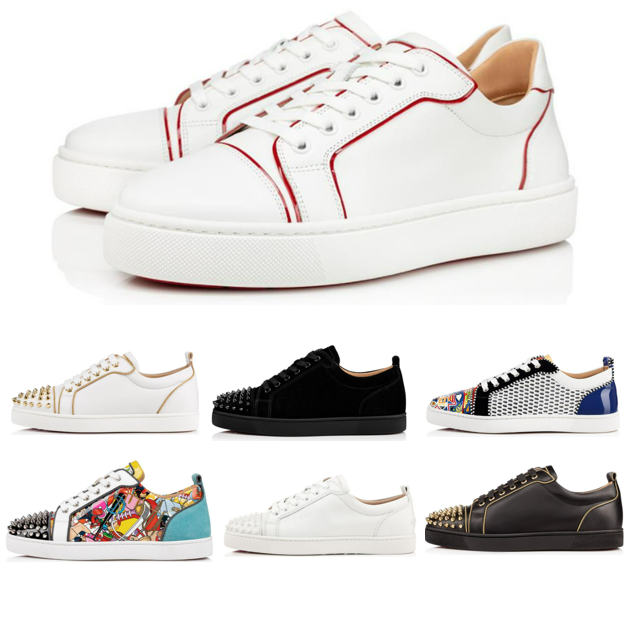 

Red Bottom Casual Shoes High Quality Men Women Rivet Studs Flat Shoe Christmas striped paragraph Designer Stylist Couple Fashion Sneakers Brand Trainers, Yellow