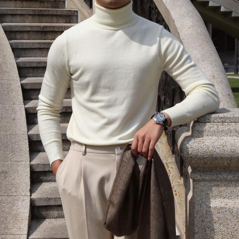 

Men's Sweaters 2022 Men Autumn Winter Slim Turtleneck Sweater Tops Mens Long Sleeve Warm Knit Male Casual Bottoming Pullovers O883, White;black