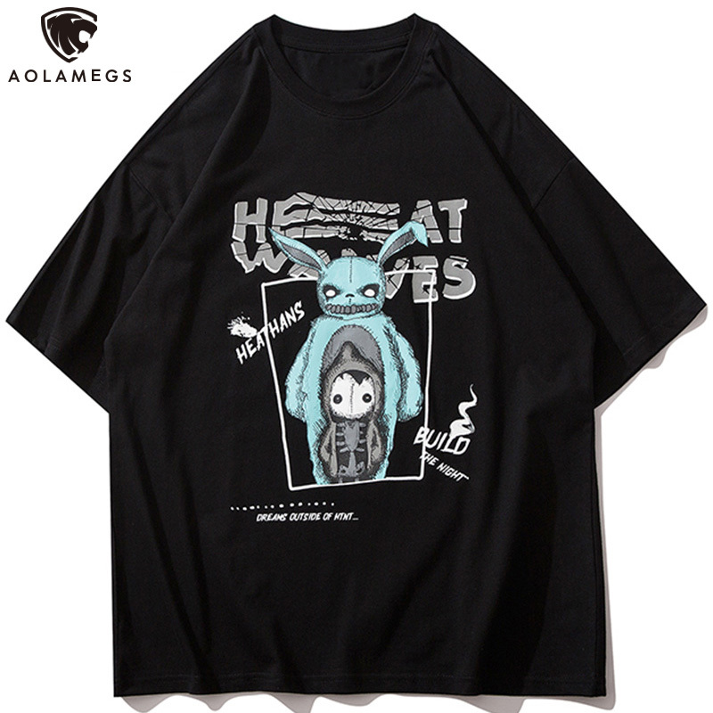 

Men's Polos Aolamegs vicious male cartoon t-shirt print the neck men's shirt fashion high street hipster hip hop summer streetwear, Black