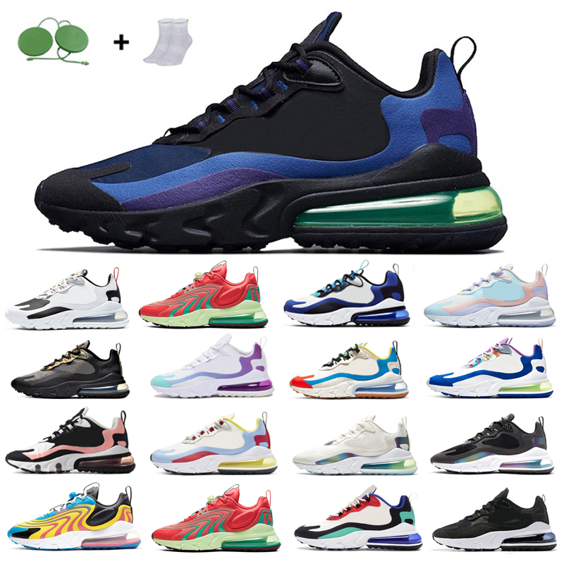 

Men Women 270 React UNC Royal Blue Outdoor Running Shoes Classic black white Electro Green Bleached Coral Women's Lightweight and Comfo