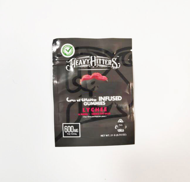 

Mylar Bag Black Edibles Packaging 600mg with Label Sticker Zipper Candy bags