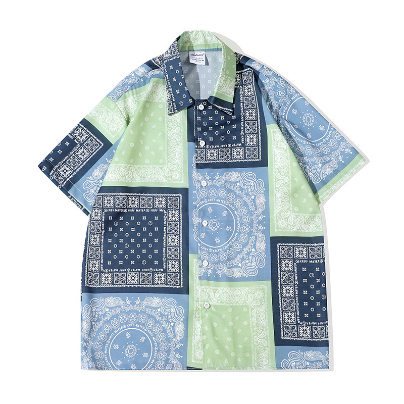

Summer Print Hawaiian Shirts Mens and Womens Oversize Casual Short Sleeve Shirt Beach Hip Hop Tops