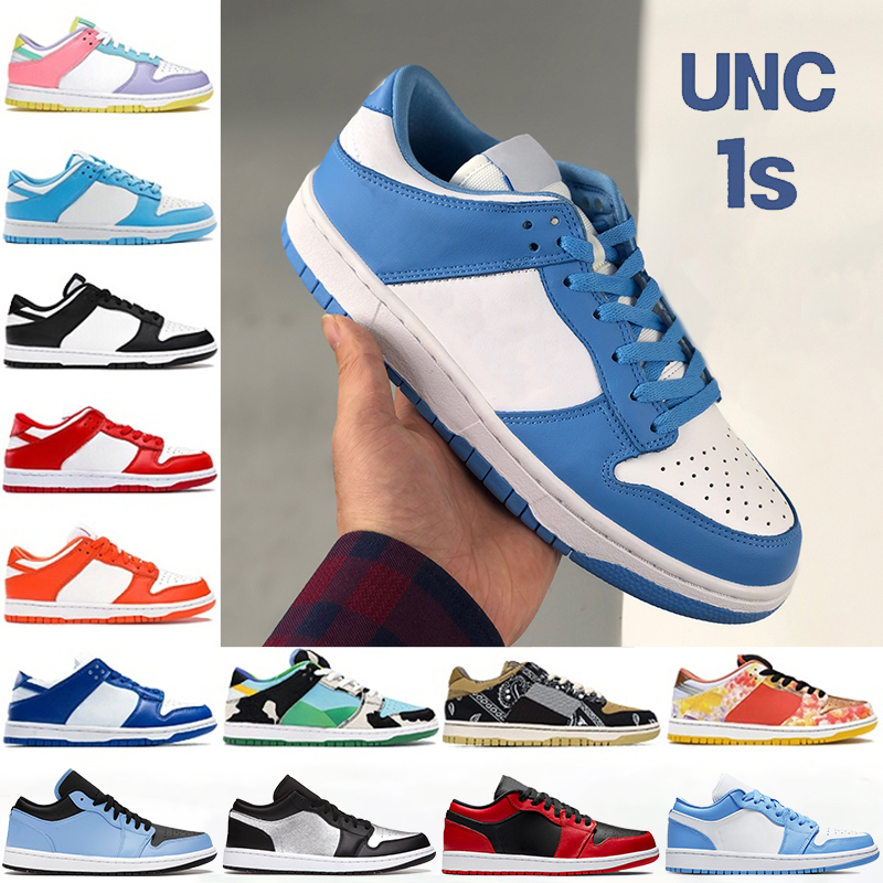 

2021 UNC Coast 1 1s men Basketball Shoes chunky dunky light smoke grey white university blue black panda low women sneakers, 49# bubble wrap packaging