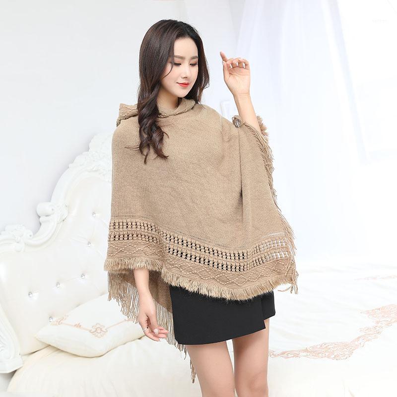

Scarves Fashion Autumn Winter Women's Shawl Warm Thick Loose Hollow Out Solid High Quality Shining Knit Bouncy Poncho, Blue;gray