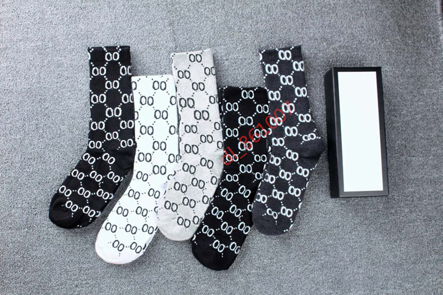 

2021 High quality fashion Designers Womens Socks Five Pair Luxe Sports Winter Mesh Letter Printed Sock With Box, 1 box = 5 pairs