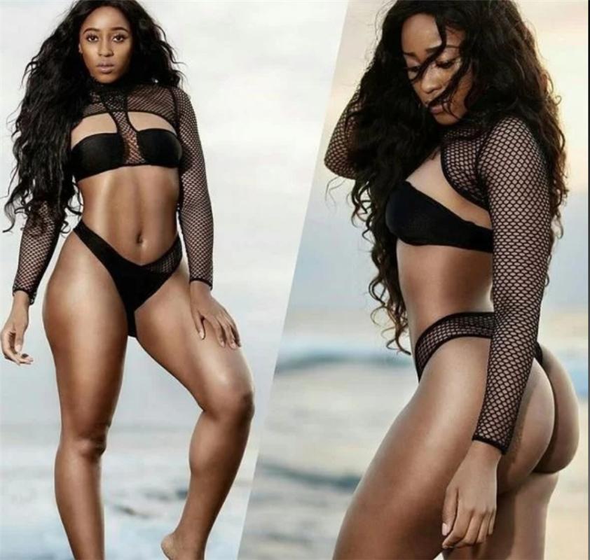 

Women' Swimwear Long Sleeve Brazilian Bikini High Cut White Swimsuit Thong Women Bathers Micro 2021 Mesh Swimming Summe, Black