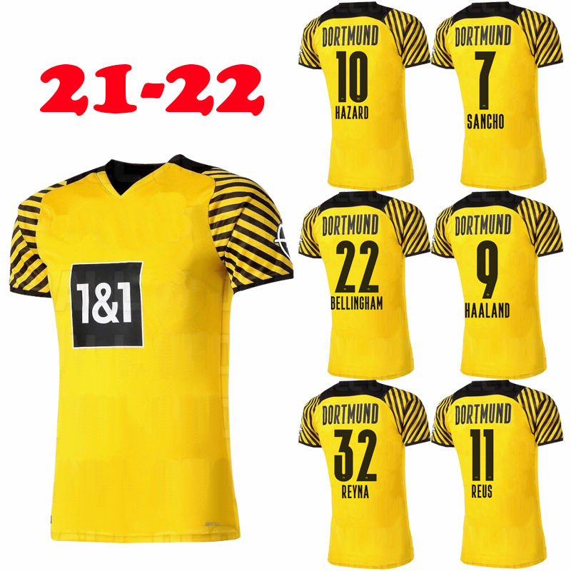 

2122 Dortmund Home Jersey Fans Tops SANCHO HAALAND HAZARD REUS Maillot De Foot 20 21 22 Soccer Jerseys Football Shirt Trikot Men Fashion Cas, Black