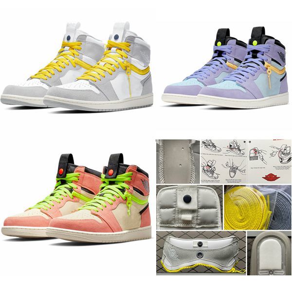 

2021 High Switch zipper men's basketball shoes Light Smoke Grey soot Purple Pulse violet apricot pink ladies sneakers