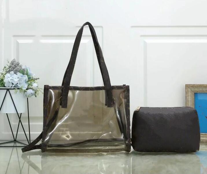 

Wholesale shoulder bag women new fashion ladies handbag two-piece set PVC transparent jelly wallet size:23*31*10cm NO.022