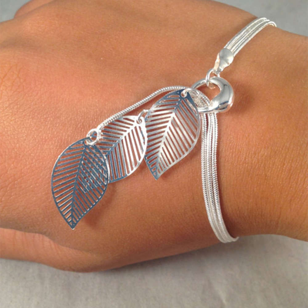 

Hand catenary Jewelry gold mesh alloy bracelet hollow leaf Bracelet l101, Black