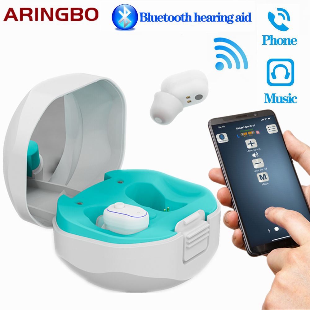 

Aringbo 1 Pair Rechargeable With Bluetooth Digital Wireless Hearing Aids Mini Hearing Aids ITC Sound Amplifier PortableScouts