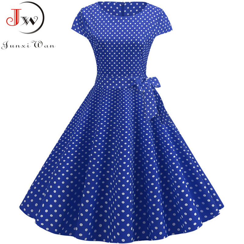

2021women summer dresses robe vintage 1950s 60s pin up big swing party work wear rockabilly dress white polka dot vestidos, Black;gray