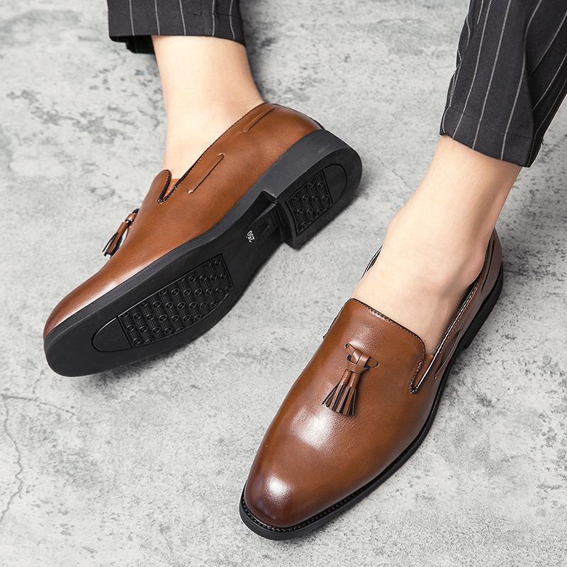 

Men Shoes Leather Concise Oxford Business Dress Black Formal Wedding Basic Loafers Party