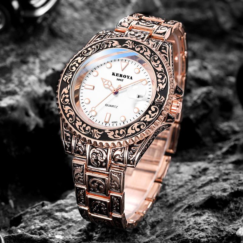 

Wristwatches Men's Watches Ghost Poker King Gold Retro Classic Brand Water Bronze Strap Quartz Sport Watch Gift Relogio Masculino