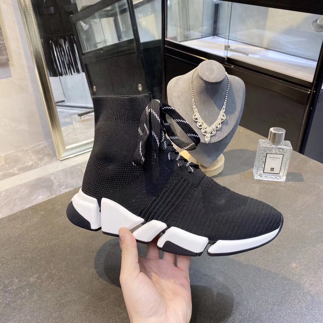 

Top Quality Men Women Socks Boots Black White Speed 2.0 Casual sock Shoes Stretch-Knit unisex lace fashion shoe Race Runner Sneakers original boxs discount