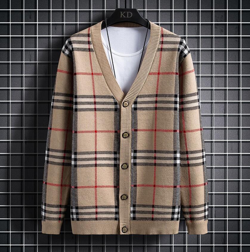 

2021 autumn and winter new long sleeve jacquard sweater men's sweater Korean fashion men's V-neck cardigan wholesale, W1