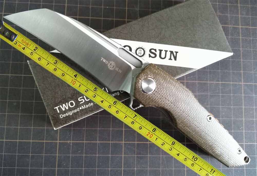 

Twosun Knives Linen Micarta D2 Ball Bearing Fast Open Folding Knife TS48-Micarta