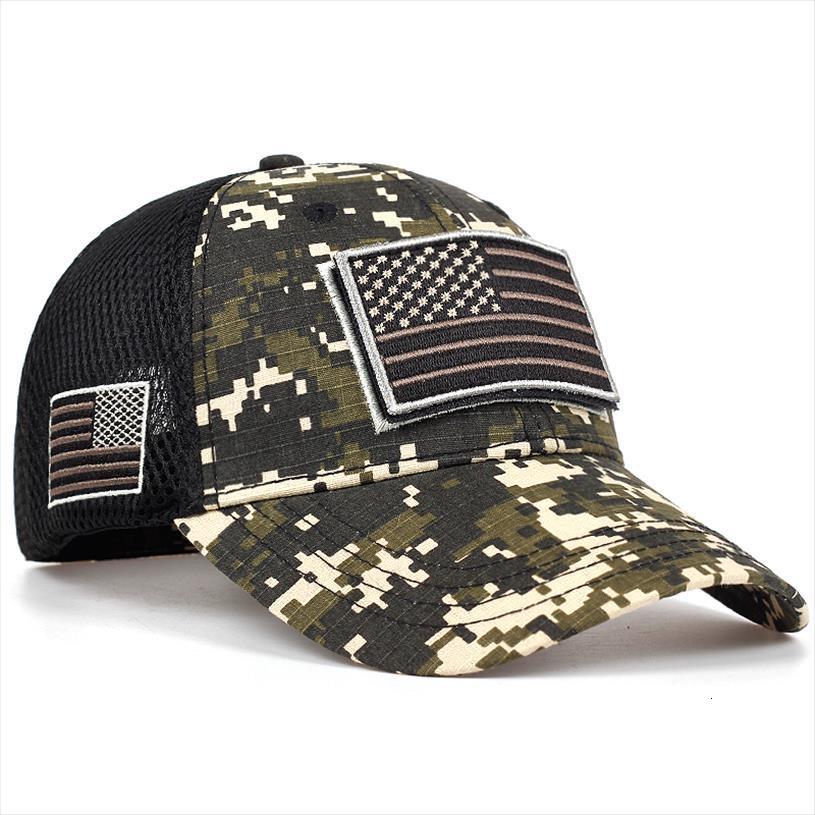 

Tactical Camouflage Baseball Caps Mens Summer Mesh Military Army Hats Designed With Stripes Of The Usa Flag, Camouflage 1