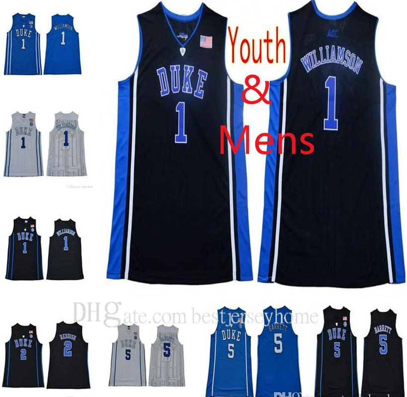 

Mens Youth 1 Zion Williamson Duke Blue Devils 4 JJ Redick 5 RJ Barrett 35 Marvin Bagley III Black White College Kids Basketball Jerseys