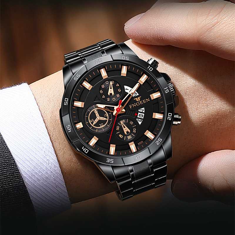 

Wristwatches 2021 Brand Men Watch Creative Quartz Watches Stainless Steel Waterproof Business Male Clock Chronograph Relogio Masculino, 11