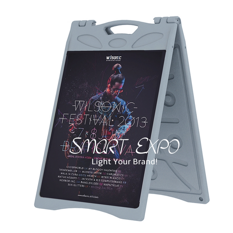 Outdoor Plastic A-board Pavement Sign Board Advertising Display with Portable Handle Double PE Boards-image-403057224