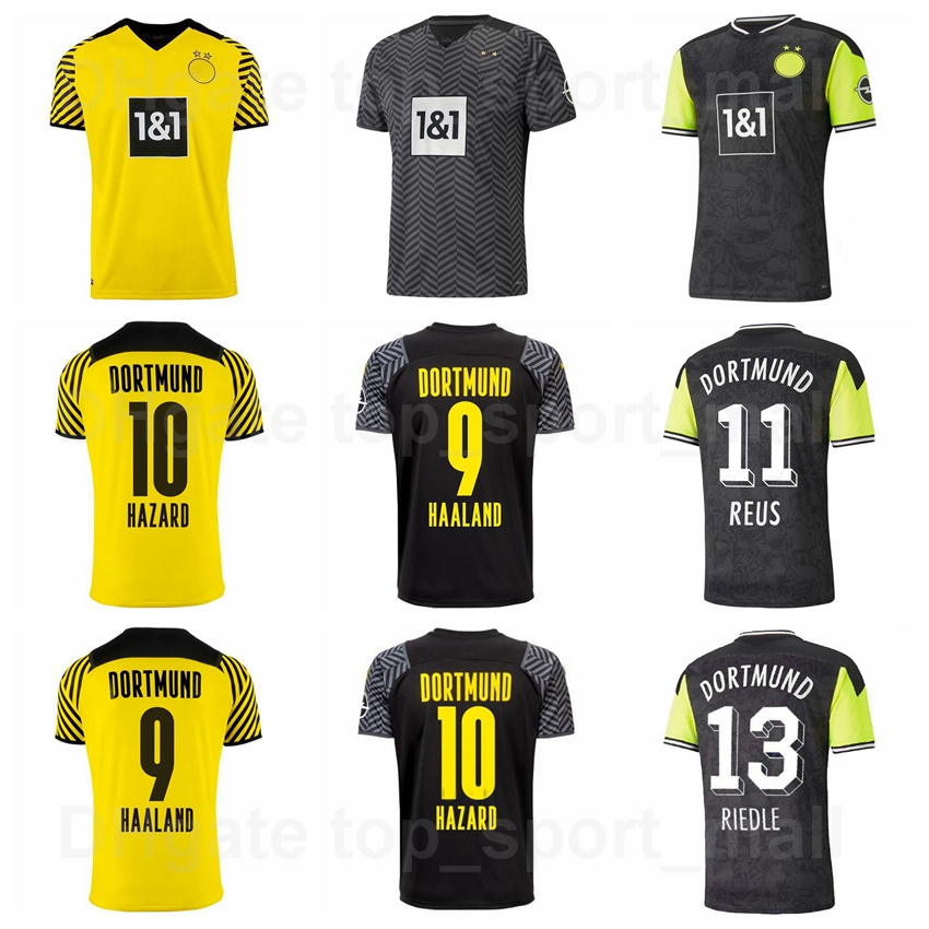 

2021 2022 Soccer Borussia Dortmund Jersey 9 HAALAND 11 REUS 10 HAZARD 13 GUERREIRO 19 BRANDT 28 WITSEL 6 DELANEY 22 BELLINGHAM 13 GUERREIRO Football Shirt Kits, Black