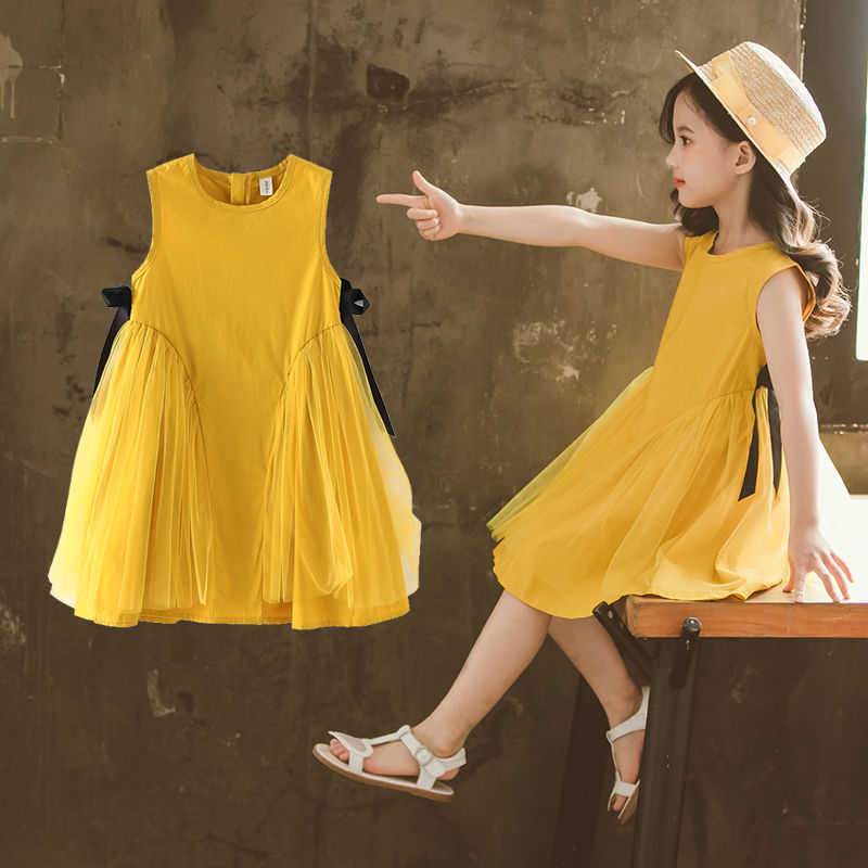 Dress Summer Girls New 2021 Sleeveless Casual Net Yarn Princess Party Dresses Children&#039;s Clothing Toddler Girl Summer Clothes 2T-image-702421685