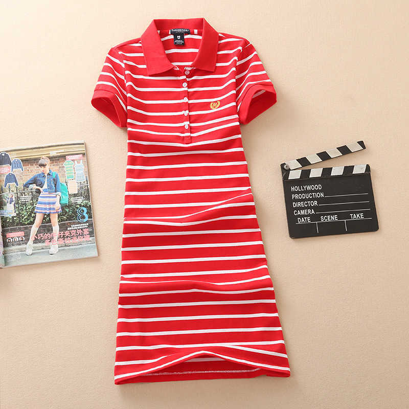

Embroidery Striped Polo 2021 Print Party Casual Dresses De Festa T Shirt Femme Summer Sexy Club Evening Robe Women Ete Vestidos Y0628, White
