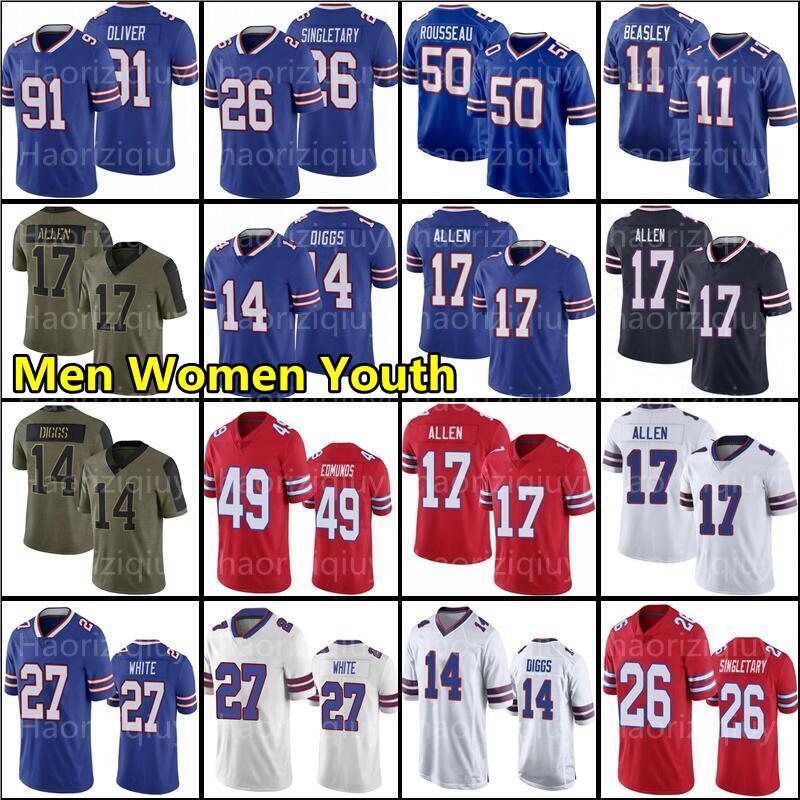 

17 Josh Allen Football Jersey Stefon Diggs 11 Cole Beasley TreDavious White 58 Matt Milano Micah Hyde Gregory Rousseau Tyler Bass Poyer Dawson Knox Sanders 12 Kelly, Youth jersey