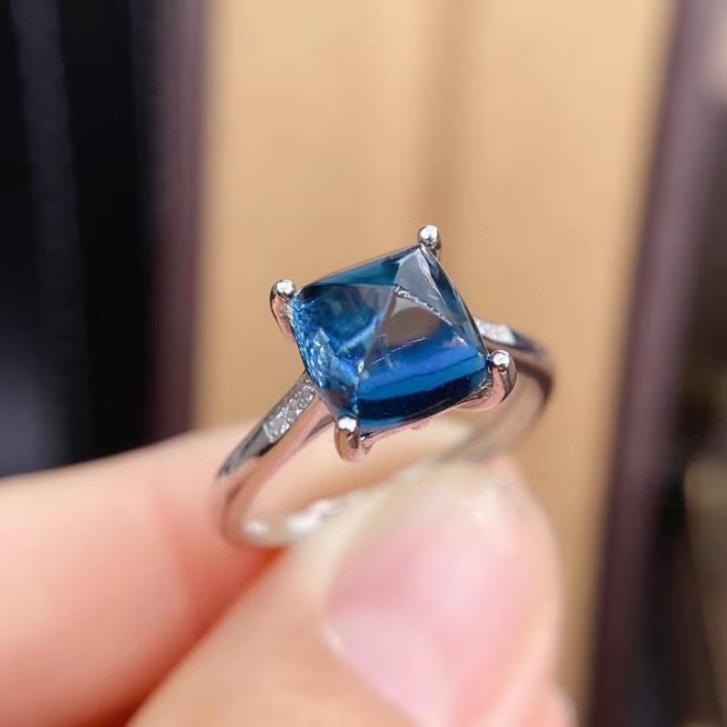 

Cluster Rings Design 100% Naturaland Real High Quality Topaz Ring 925 Sterling Silver