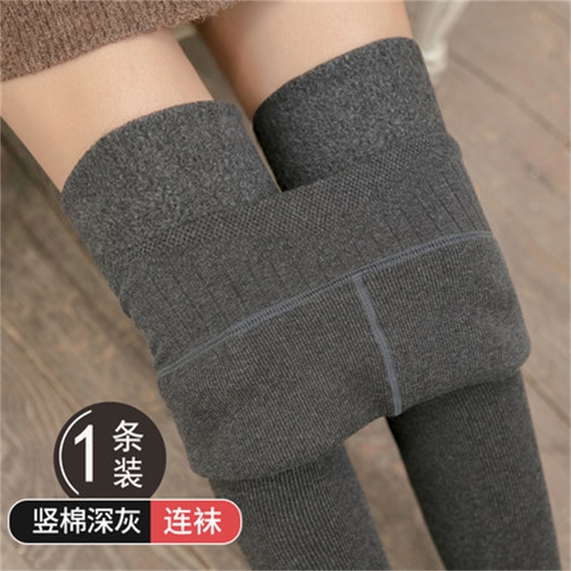 Autumn Winter Plush Thickened 1900d Socks Japan and South Korea New Style Thread Vertical Strip Cotton Cashmere Leggings