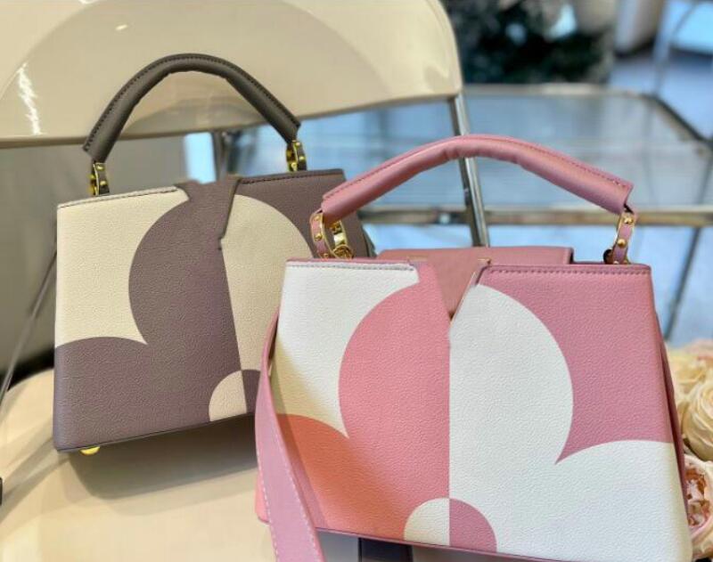 

Women luxury Capucines tote bag leather Designer bags Lychee leather Fashion 5A stripe Purse clutch crossbody shoulder handbag, Pink