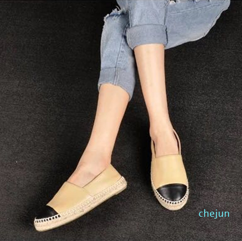 

Women's Espadrilles Ladies Casual Shoes Fashion Genuine Leather Loafers Slip-On Platform Flats Designer Dress Shoe, Black