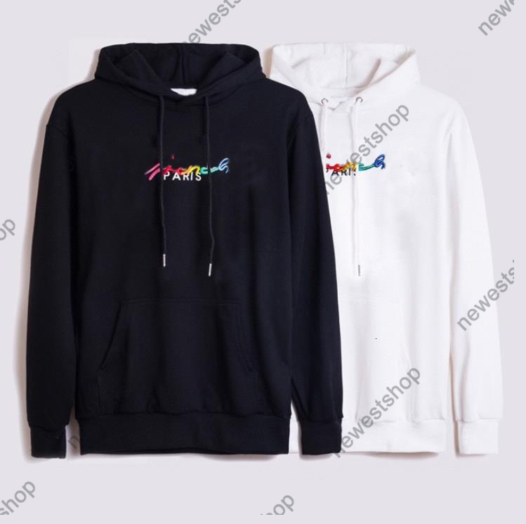 

21ss Winter Europe Paris Designer hoodies mens color Embroidery letter print Sweatshirt Women Hoodies fashion Jumpers DesignerS hoodie, Black