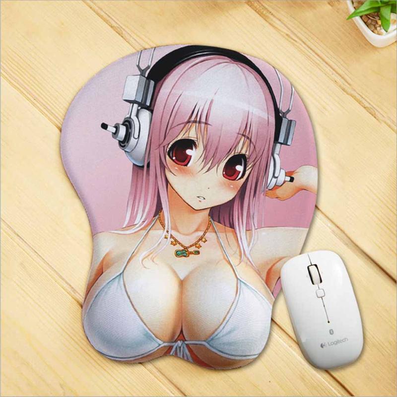 Mouse Pads & Wrist Rests Cartoon Cute Sexy Girl Chest Soft Silicone 3D Pad Anime Ergonomic Game With Rest-image-730074137