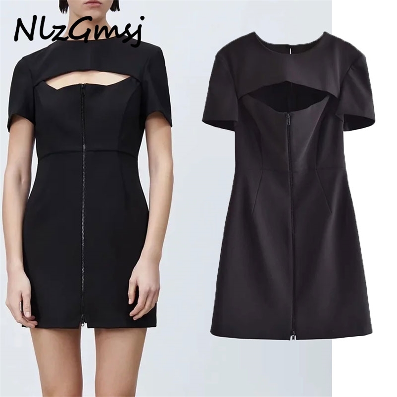 

Dres fashion all-match knitting slim slimming bottom bag hip zipper decoration open design dress 03 210628, As picture