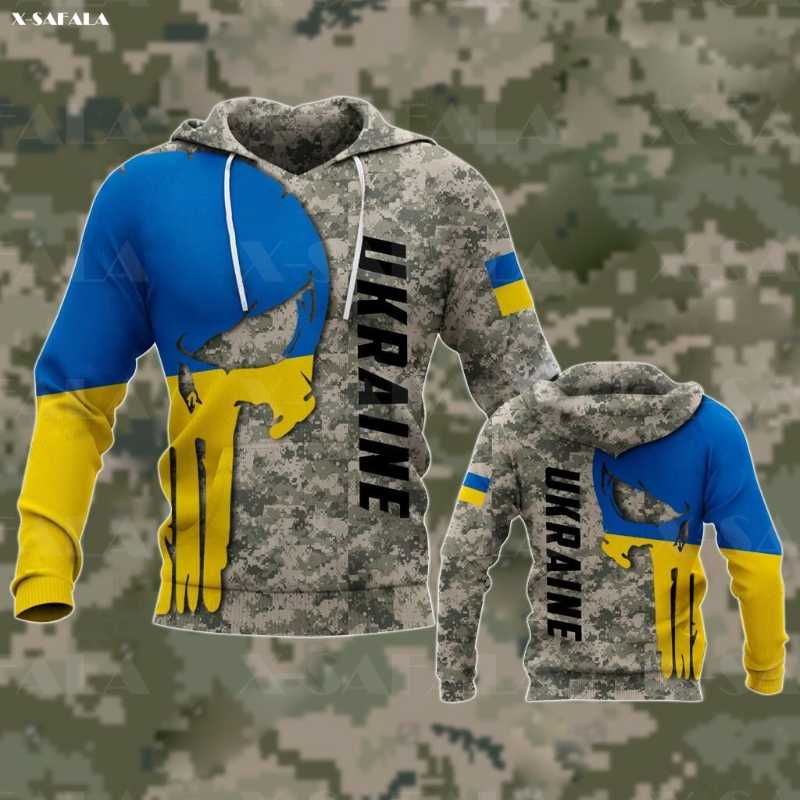 

Men's Hoodies & Sweatshirts UKRAINE SKULL FLAG CAMO Army Veteran 3D Print Zipper Hoodie Man Female Pullover Sweatshirt Hooded Jacket Jersey, Black