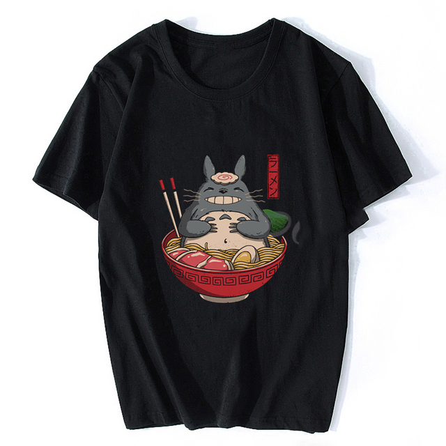 

NEIGHBOR'S RAMEN Totoro Kawaii Japanese Anime Shirt Men Anime Spirit Away T Shirt Men/Women Cartoon Summer T-Shirt, White